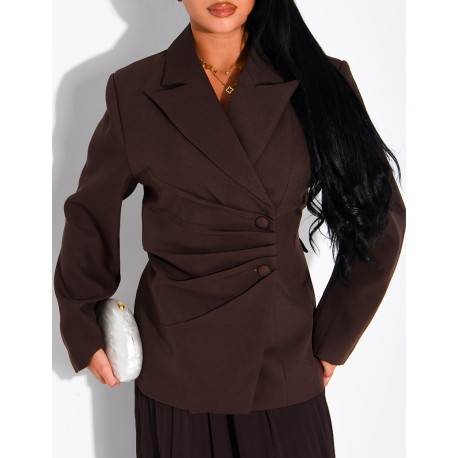 Blazer à boutonnière asymétrique réglable au dos