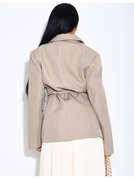 Blazer mit asymmetrischer, am Rücken verstellbarer Knopfleiste