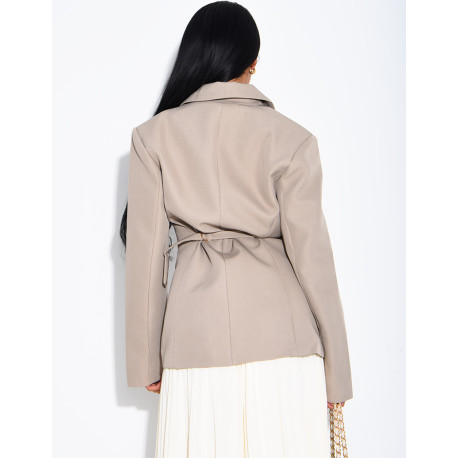 Blazer mit asymmetrischer, am Rücken verstellbarer Knopfleiste