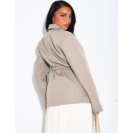 Blazer mit asymmetrischer, am Rücken verstellbarer Knopfleiste
