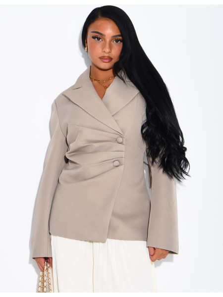 Blazer mit asymmetrischer, am Rücken verstellbarer Knopfleiste