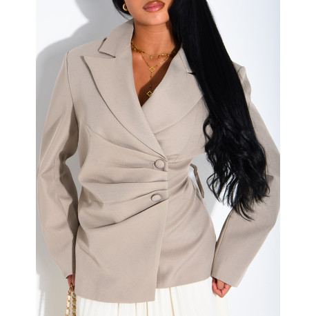 Blazer mit asymmetrischer, am Rücken verstellbarer Knopfleiste