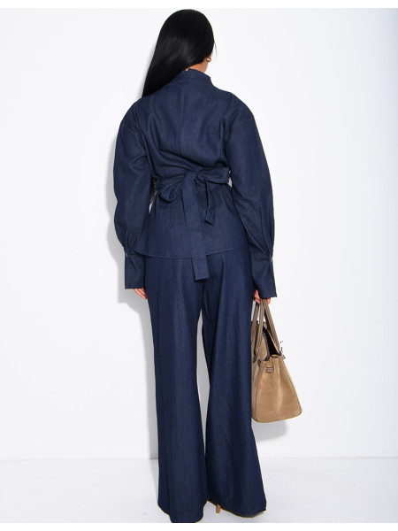 Ensemble pantalon et top en jeans à nouer