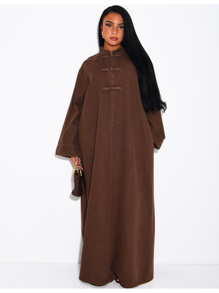 Robe longue en jeans à attaches
