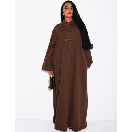 Robe longue en jeans à attaches