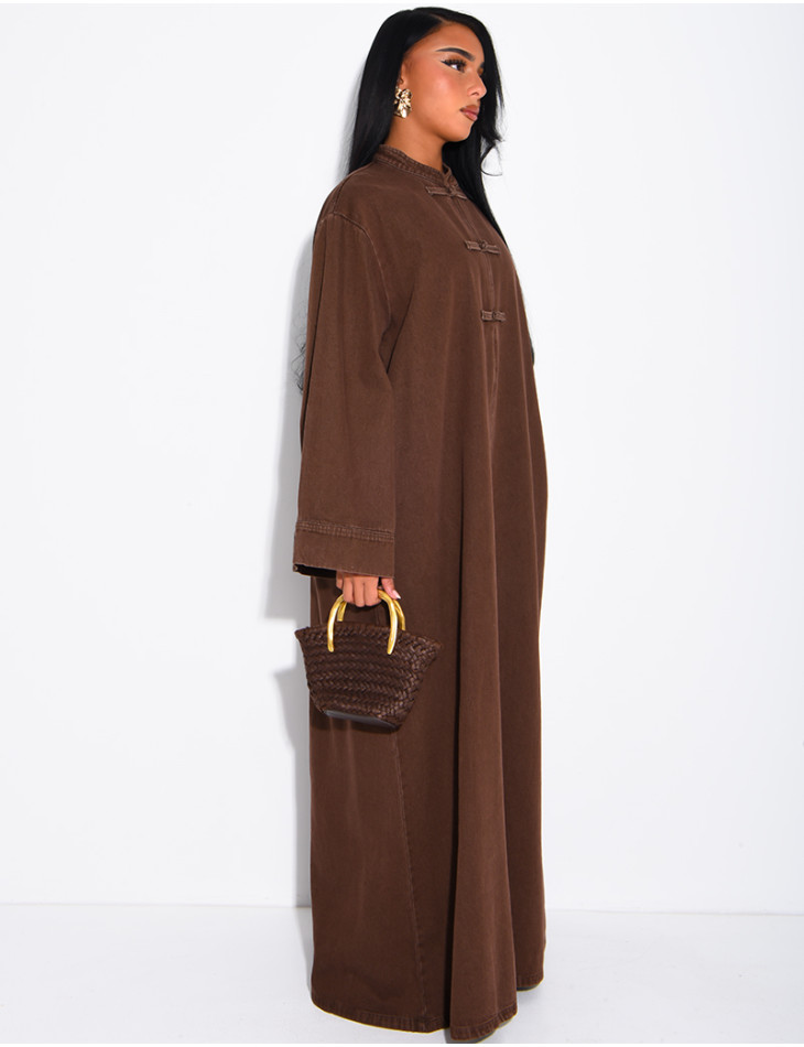 Robe longue en jeans à attaches