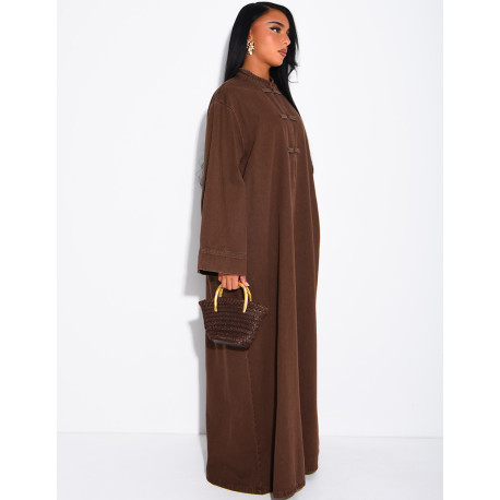 Robe longue en jeans à attaches