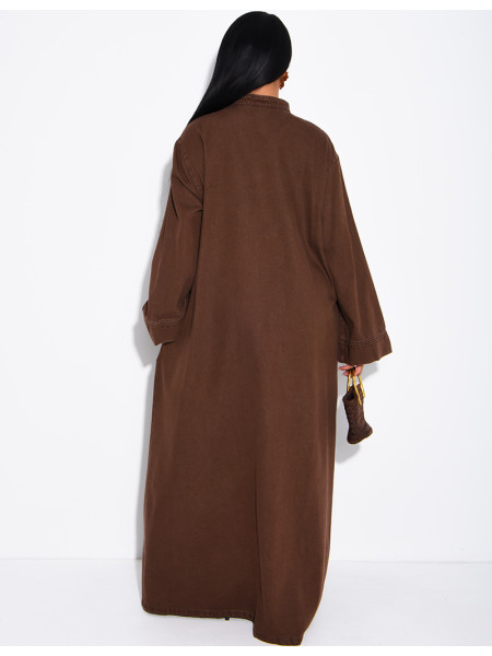 Robe longue en jeans à attaches
