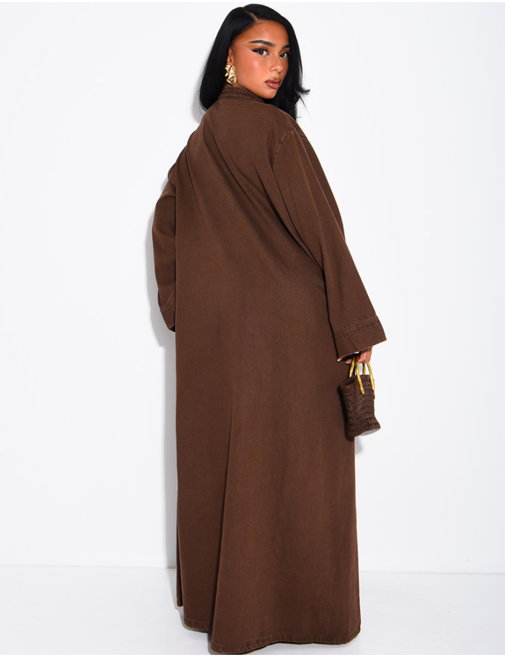Robe longue en jeans à attaches