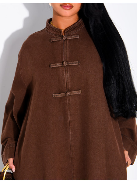 Robe longue en jeans à attaches