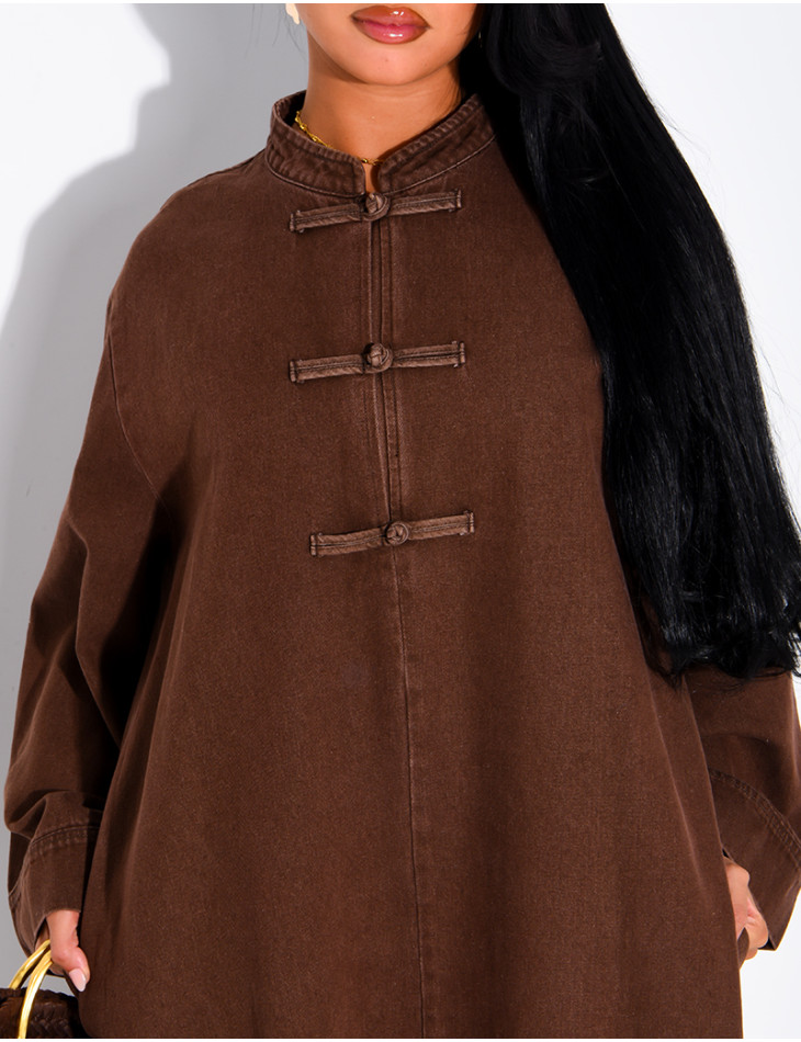 Robe longue en jeans à attaches