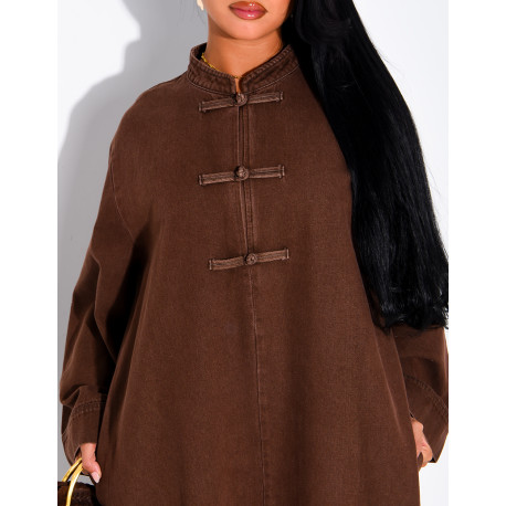 Robe longue en jeans à attaches