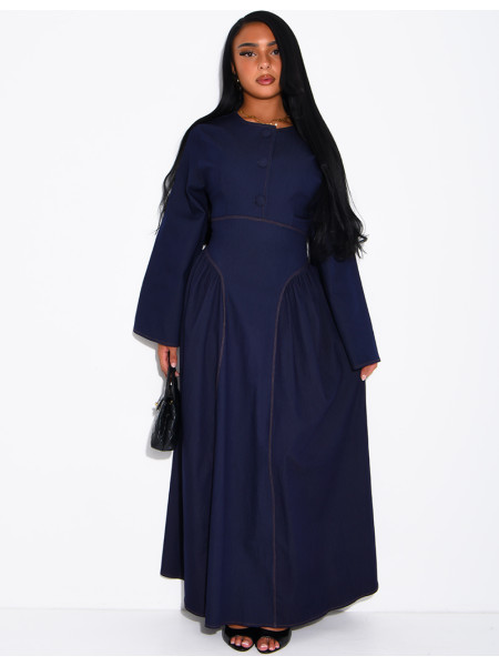 Long, fitted-effect denim dress