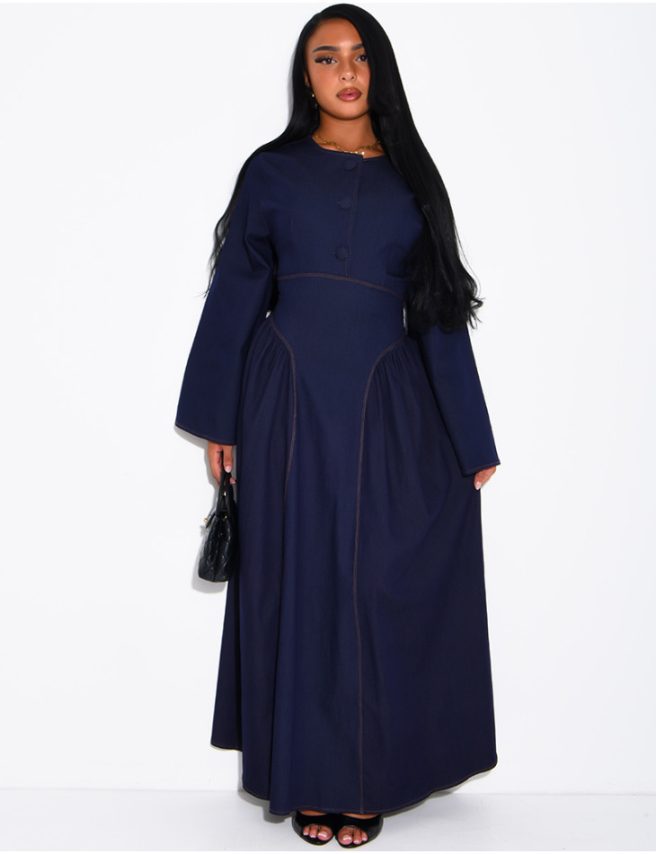 Long, fitted-effect denim dress