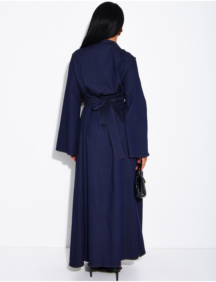 Long, fitted-effect denim dress