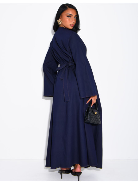 Long, fitted-effect denim dress