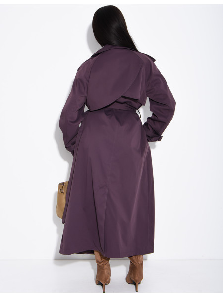 Extra-long trench coat to tie at the waist