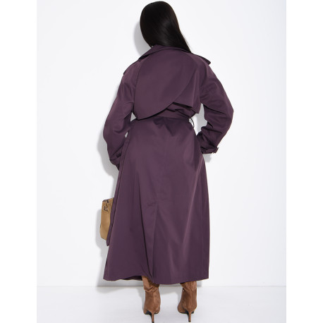 Extra-long trench coat to tie at the waist