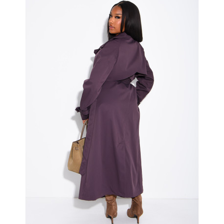Extra-long trench coat to tie at the waist