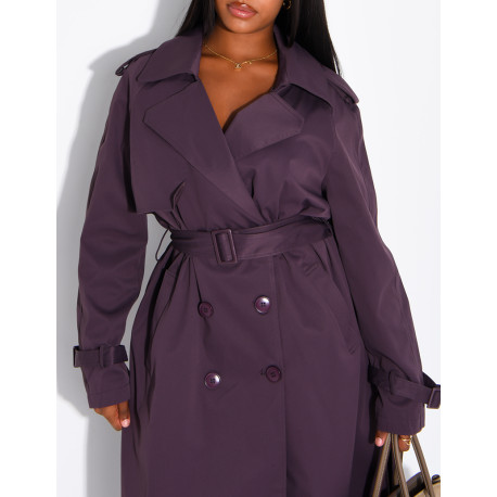 Extra-long trench coat to tie at the waist