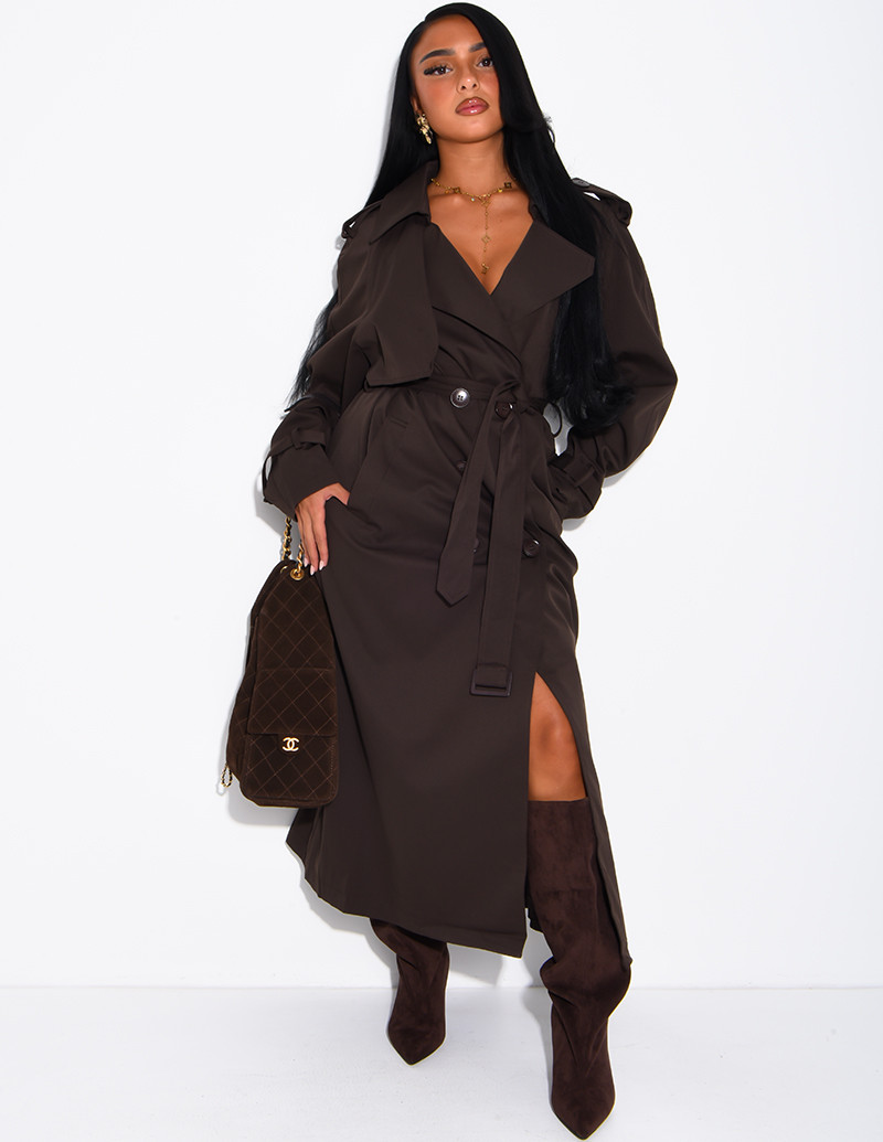 Extra-long trench coat to...