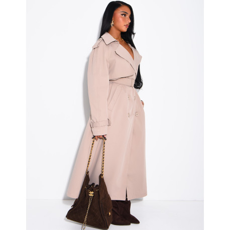 Sehr langer Trenchcoat zum Binden in der Taille