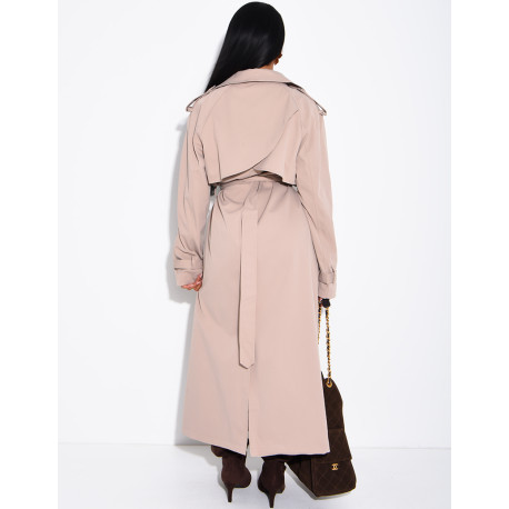 Sehr langer Trenchcoat zum Binden in der Taille