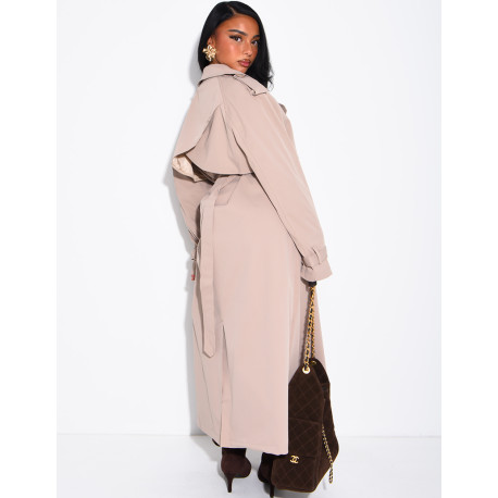 Sehr langer Trenchcoat zum Binden in der Taille