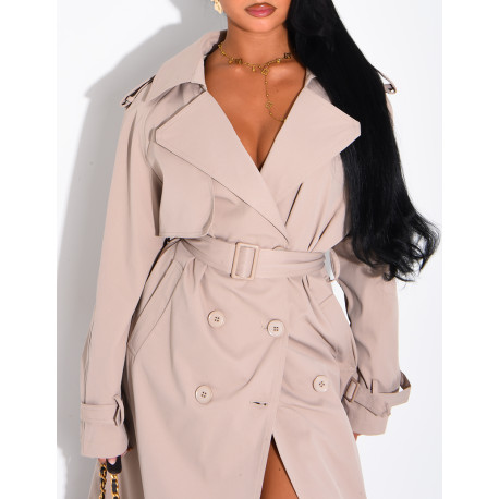 Sehr langer Trenchcoat zum Binden in der Taille