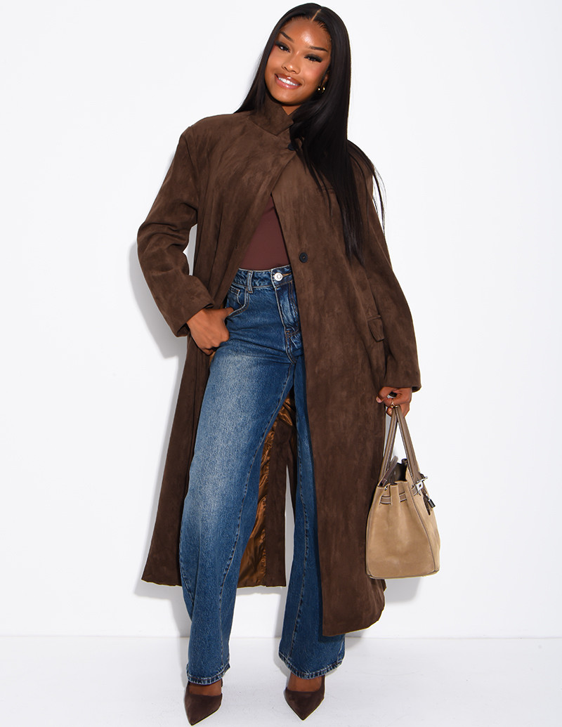 Extra-long suede-effect...