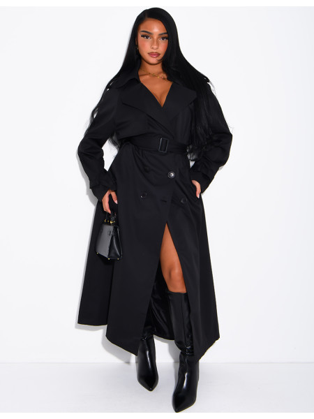 Sehr langer Trenchcoat zum Binden in der Taille