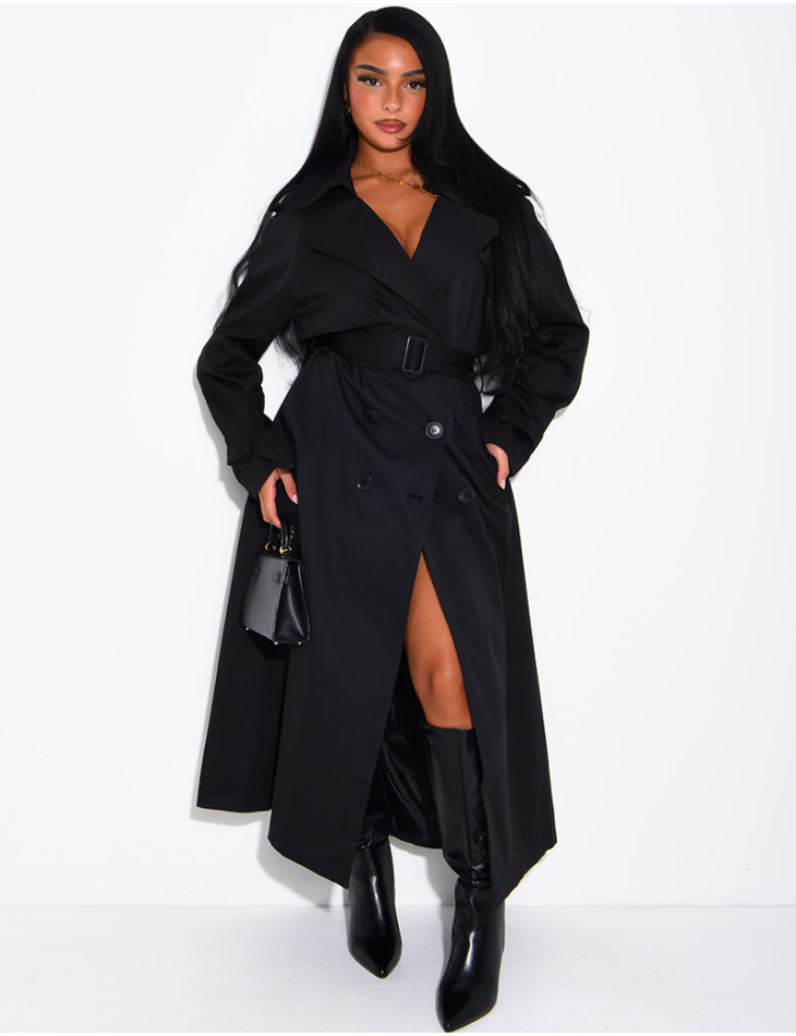 Sehr langer Trenchcoat zum Binden in der Taille