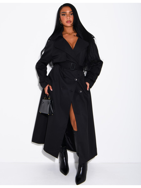 Sehr langer Trenchcoat zum Binden in der Taille