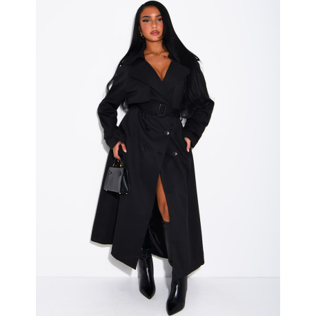 Sehr langer Trenchcoat zum Binden in der Taille