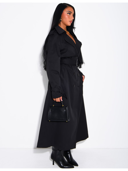 Sehr langer Trenchcoat zum Binden in der Taille