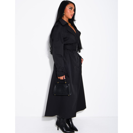 Sehr langer Trenchcoat zum Binden in der Taille