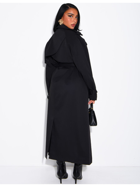 Sehr langer Trenchcoat zum Binden in der Taille