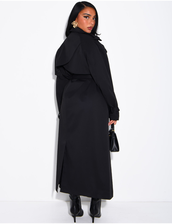 Sehr langer Trenchcoat zum Binden in der Taille