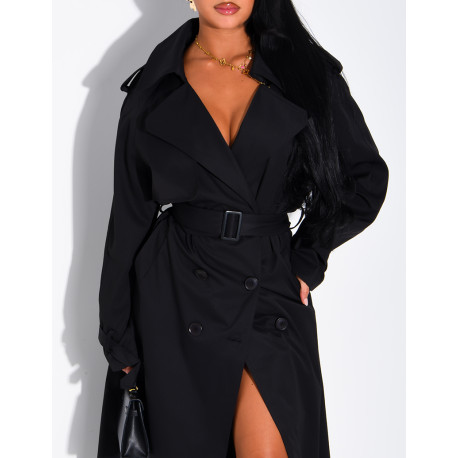Sehr langer Trenchcoat zum Binden in der Taille