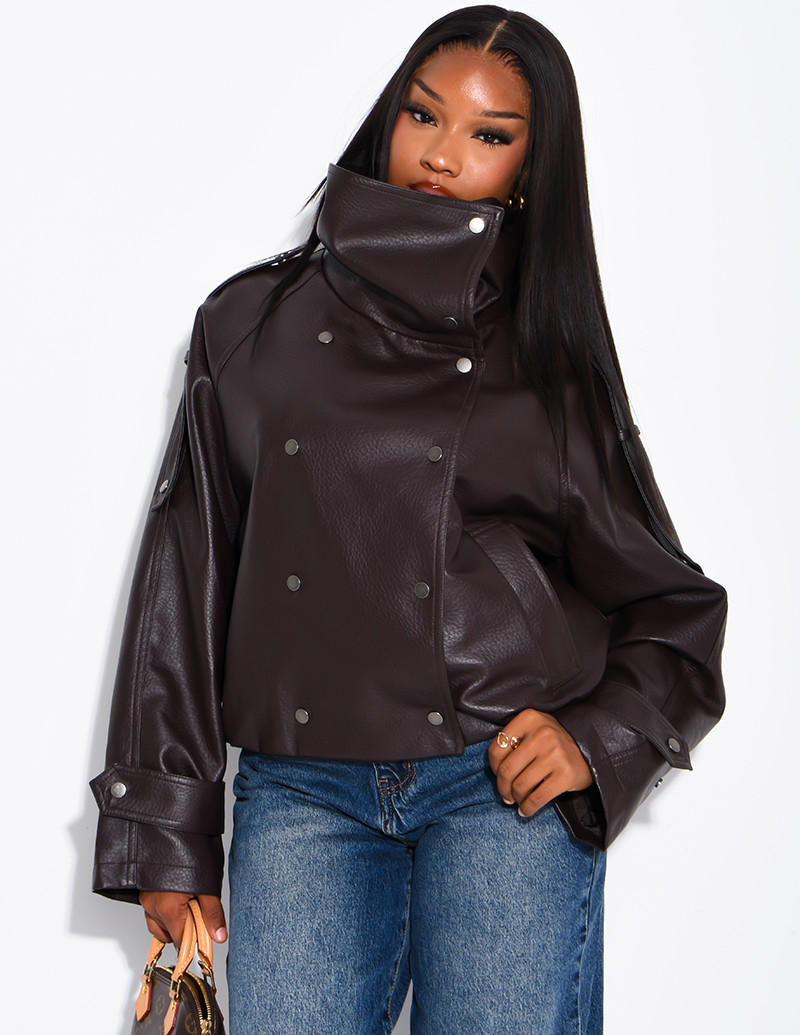 Oversized jacket in grained...