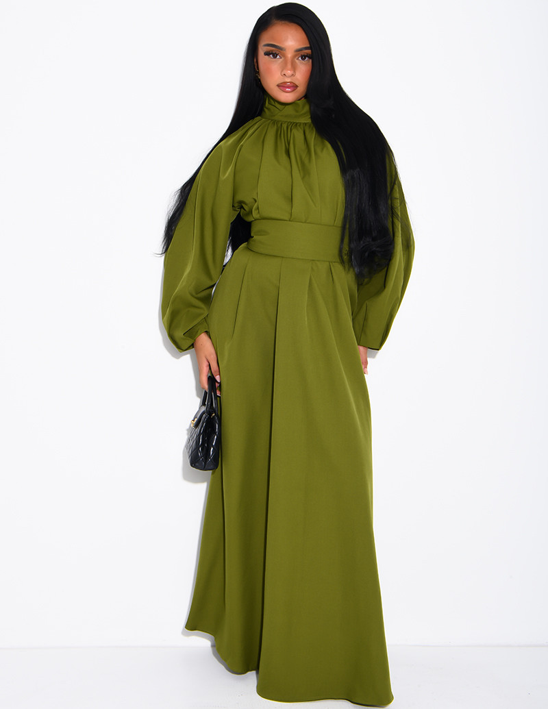 Long dress with a high neck...