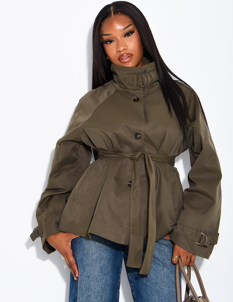 Short trench coat with...