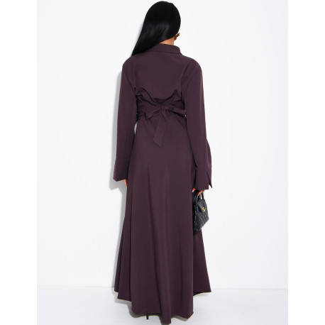 Long shirt dress with belted waist and draped effect