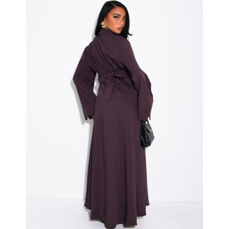 Long shirt dress with belted waist and draped effect