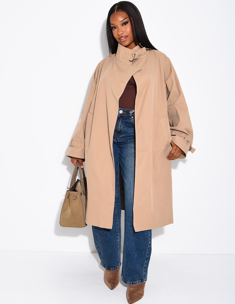 Long, oversized trench coat...