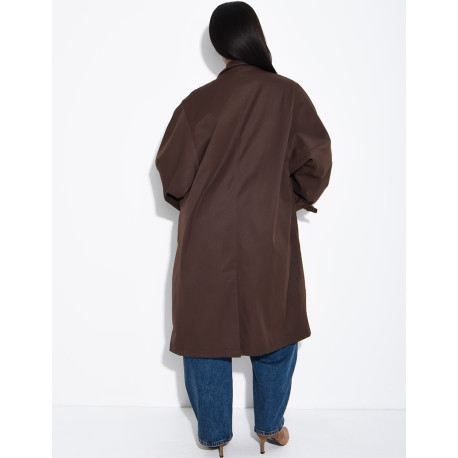 Trench long et oversize col montant à sangles
