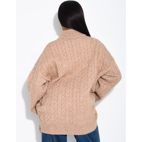 Oversized braided wool cardigan