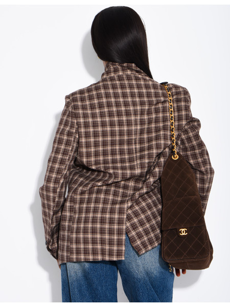 Oversize-Blazer mit Stehkragen und Karomuster