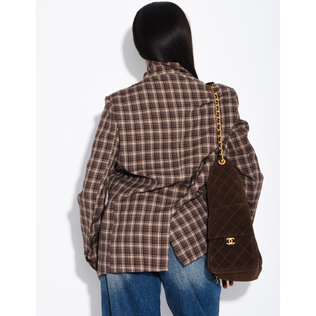 Oversize-Blazer mit Stehkragen und Karomuster