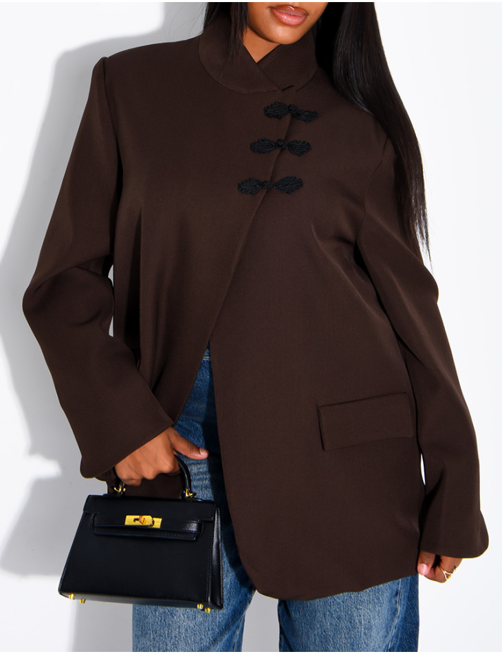 Asian-Style Tie-Front Blazer